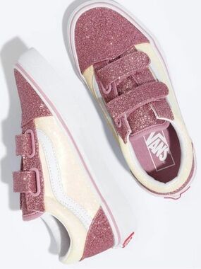Vans Old Skool V Kids Glitter Two Tone NWT Size 12